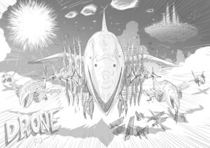 rougth-drone-fight、ドローン、天使イラストのキャラクター