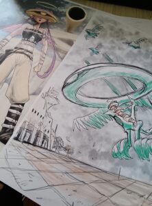 天使のイラストを紙に印刷して一覧しやすいようにした