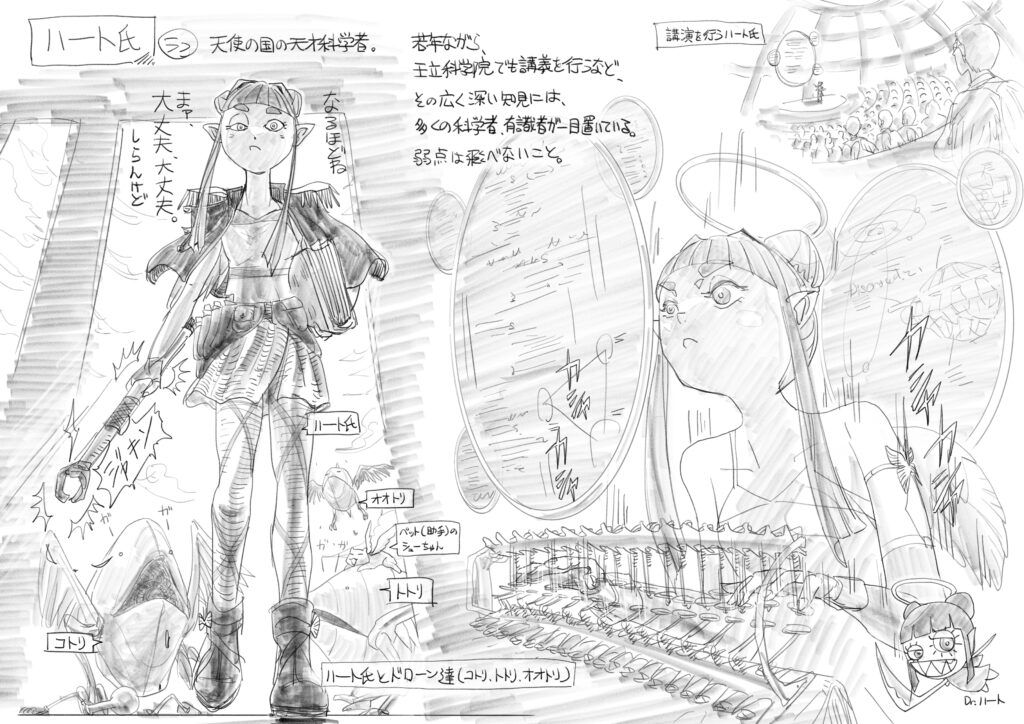 天使、ハート氏、キャラクターシート
