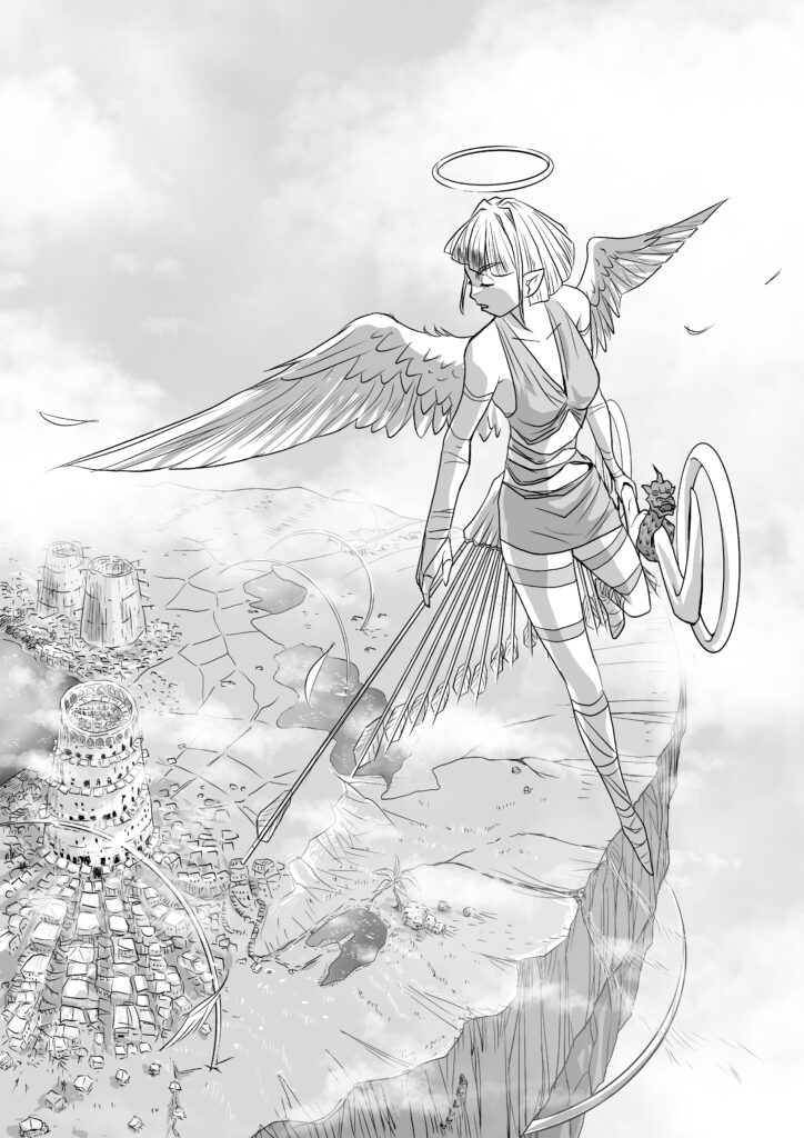 天使ガイアナと、[天界] 第六区 上空 - 軌道都市