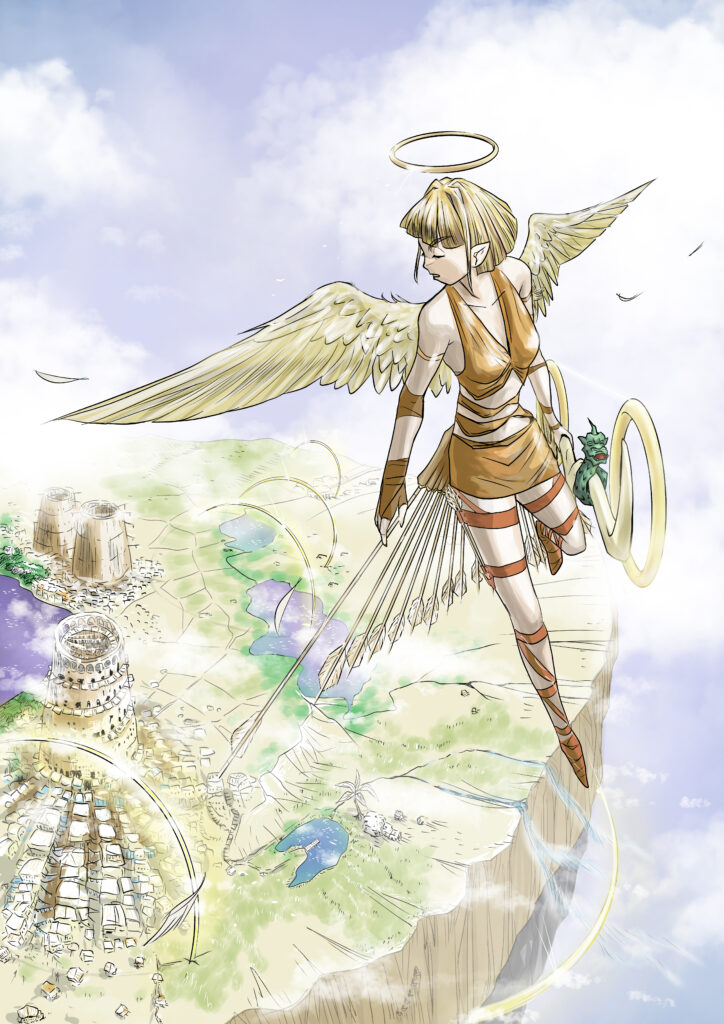 天使の住む島（軌道都市 第六区）、カラー、イラスト、天使