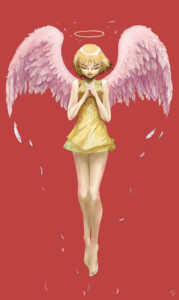 祈る天使の少女（イラスト）