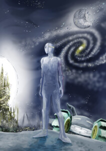 broken-moonlit-night、壊れた月夜（天使の世界、アート、イラスト）黒い月の禍