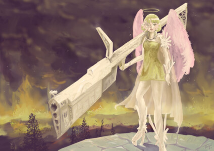 gachigire-anger-angel、怒りに燃える天使、イラスト、アート（ガチギレ天使さん）