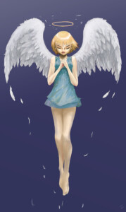 祈る天使（ブルー）アート、イラスト